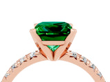 Rose gold Princess Cut Emerald Solitaire Pavé Engagement Ring with Round Band and Prong Setting_16