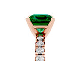 Rose gold Princess Cut Emerald Solitaire Pavé Engagement Ring with Round Band and Prong Setting_17