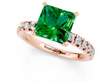 Rose gold Princess Cut Emerald Solitaire Pavé Engagement Ring with Round Band and Prong Setting_67