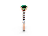 Rose gold Princess Cut Emerald Solitaire Pavé Engagement Ring with Round Band and Prong Setting_68