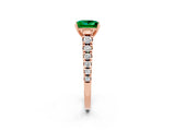 Rose gold Princess Cut Emerald Solitaire Ring with Cathedral Setting and Pavé Band_2