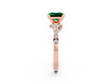 Rose gold Princess Cut Emerald Solitaire Ring with Crossover Gallery and Round  Pavé Band_14