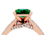 Rose gold Princess Cut Emerald Solitaire Ring with Crossover Gallery and Round  Pavé Band_16