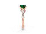 Rose gold Princess Cut Emerald Solitaire Ring with Crossover Gallery and Round  Pavé Band_38