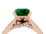 Rose gold Princess Cut Emerald Solitaire Ring with Crossover Gallery and Round  Pavé Band_40