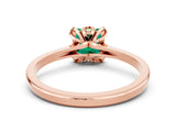 Rose gold Princess Cut Emerald Solitaire Ring with Flower Prong Setting and Classic Band_12