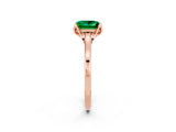 Rose gold Princess Cut Emerald Solitaire Ring with Flower Prong Setting and Classic Band_14