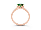 Rose gold Princess Cut Emerald Solitaire Ring with Flower Prong Setting and Classic Band_15