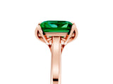 Rose gold Princess Cut Emerald Solitaire Ring with Flower Prong Setting and Classic Band_17