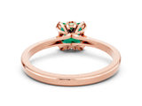 Rose gold Princess Cut Emerald Solitaire Ring with Flower Prong Setting and Classic Band_37