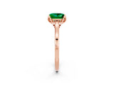 Rose gold Princess Cut Emerald Solitaire Ring with Flower Prong Setting and Classic Band_39