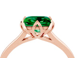 Rose gold Princess Cut Emerald Solitaire Ring with Flower Prong Setting and Classic Band_41