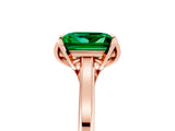 Rose gold Princess Cut Emerald Solitaire Ring with Flower Prong Setting and Classic Band_42