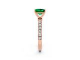 Rose gold Princess Cut Emerald Solitaire Ring with Pavé Accents and Four-Prong Setting_2
