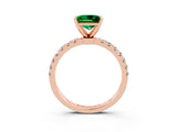 Rose gold Princess Cut Emerald Solitaire Ring with Pavé Accents and Four-Prong Setting_3