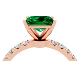 Rose gold Princess Cut Emerald Solitaire Ring with Pavé Accents and Four-Prong Setting_4