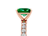 Rose gold Princess Cut Emerald Solitaire Ring with Pavé Accents and Four-Prong Setting_5