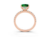 Rose gold Princess Cut Emerald Solitaire Ring with Pavé Band and Four-Prong Setting_15