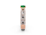Rose gold Princess Cut Emerald Solitaire Ring with Pavé and Channel Set Band_2