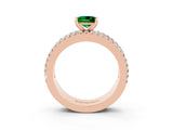 Rose gold Princess Cut Emerald Solitaire Ring with Pavé and Channel Set Band_3