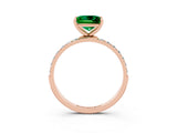 Rose gold Princess Cut Emerald Solitaire Ring with Pave Band and Four Prong Setting_27