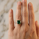 Rose gold Princess Cut Emerald Solitaire Ring with Round  Pavé Band and Four-Prong Setting_30