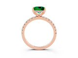 Rose gold Princess Cut Emerald Solitaire Ring with Round  Pavé Band and Four-Prong Setting_47