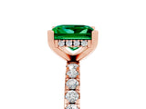 Rose gold Princess Cut Emerald Solitaire Ring with Round  Pavé Band and Four-Prong Setting_49