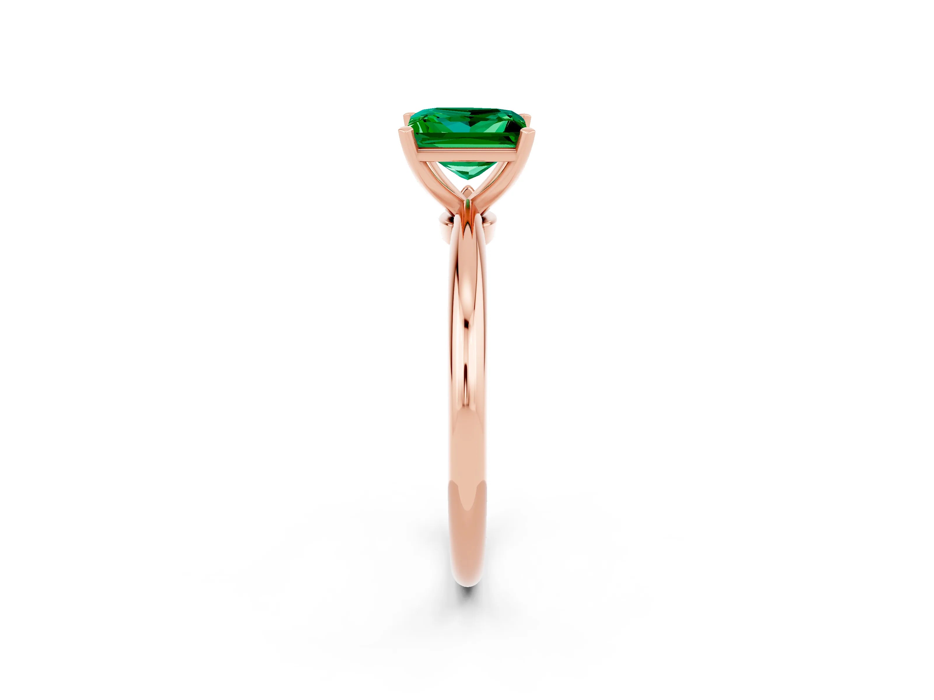 Rose gold Princess Cut Emerald Solitaire Ring with Six-Prong Setting and Classic Band_2