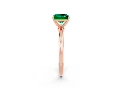 Rose gold Princess Cut Emerald Solitaire Ring with Six-Prong Setting and Classic Band_2