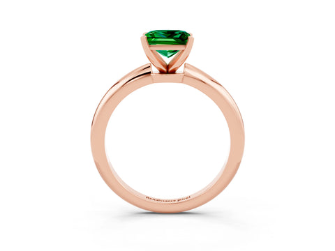 Rose gold Princess Cut Emerald Solitaire Ring with Six-Prong Setting and Classic Band_3