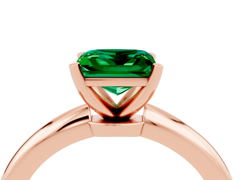 Rose gold Princess Cut Emerald Solitaire Ring with Six-Prong Setting and Classic Band_4