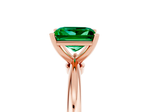 Rose gold Princess Cut Emerald Solitaire Ring with Six-Prong Setting and Classic Band_5