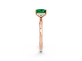 Rose gold Princess Cut Emerald Solitaire Ring with Thin Band and Four-Prong Setting_2