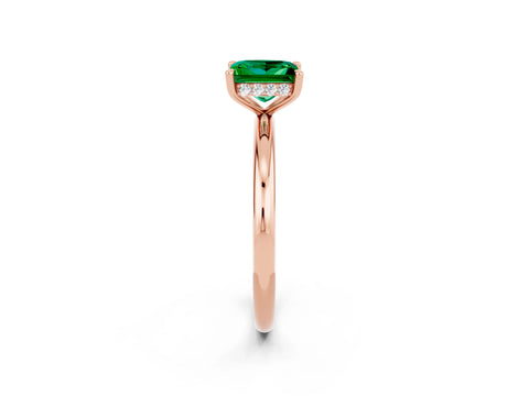 Rose gold Princess Cut Emerald Solitaire Ring with Thin Band and Four-Prong Setting_2