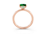 Rose gold Princess Cut Emerald Solitaire Ring with Thin Band and Four-Prong Setting_3