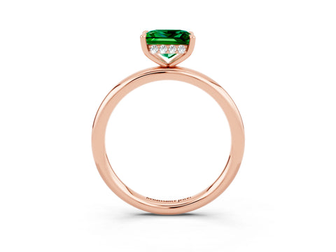 Rose gold Princess Cut Emerald Solitaire Ring with Thin Band and Four-Prong Setting_3
