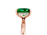 Rose gold Princess Cut Emerald Solitaire Ring with Thin Band and Four-Prong Setting_5