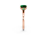 Rose gold Princess Cut Emerald Solitaire Ring with Thin Band and Prong Setting_14