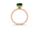 Rose gold Princess Cut Emerald Solitaire Ring with Thin Band and Prong Setting_15