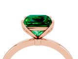 Rose gold Princess Cut Emerald Solitaire Ring with Thin Band and Prong Setting_16