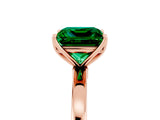 Rose gold Princess Cut Emerald Solitaire Ring with Thin Band and Prong Setting_17