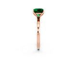 Rose gold Princess Cut Emerald Solitaire Ring with Thin Band and Prong Setting_26