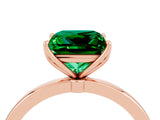 Rose gold Princess Cut Emerald Solitaire Ring with Thin Band and Prong Setting_28