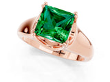 Rose gold Princess Cut Emerald Solitaire Ring with Wide Band and Prong Setting_1