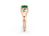 Rose gold Princess Cut Emerald Solitaire Ring with Wide Band and Prong Setting_2