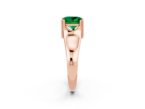 Rose gold Princess Cut Emerald Solitaire Ring with Wide Band and Prong Setting_2