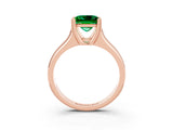 Rose gold Princess Cut Emerald Solitaire Ring with Wide Band and Prong Setting_3