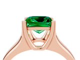 Rose gold Princess Cut Emerald Solitaire Ring with Wide Band and Prong Setting_4