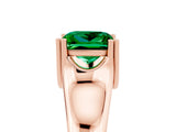 Rose gold Princess Cut Emerald Solitaire Ring with Wide Band and Prong Setting_5